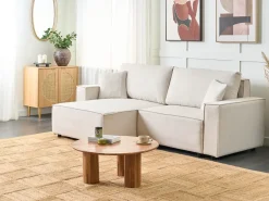 Best Beliani Divano letto 3 posti KARILA Tessuto chiaro con contenitore Beige