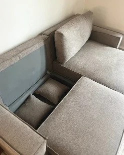 Beliani Divano letto 3 posti KARILA Tessuto Tortora con contenitore Beige