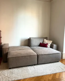 Beliani Divano letto 3 posti KARILA Tessuto Tortora con contenitore Beige