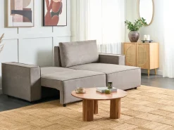 Beliani Divano letto 3 posti KARILA Tessuto Tortora con contenitore Beige