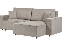 Beliani Divano letto 3 posti KARILA Tessuto Tortora con contenitore Beige