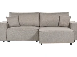 Beliani Divano letto 3 posti KARILA Tessuto Tortora con contenitore Beige