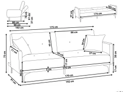 Divano letto 3 posti LUCAN Tessuto Beige chiaro