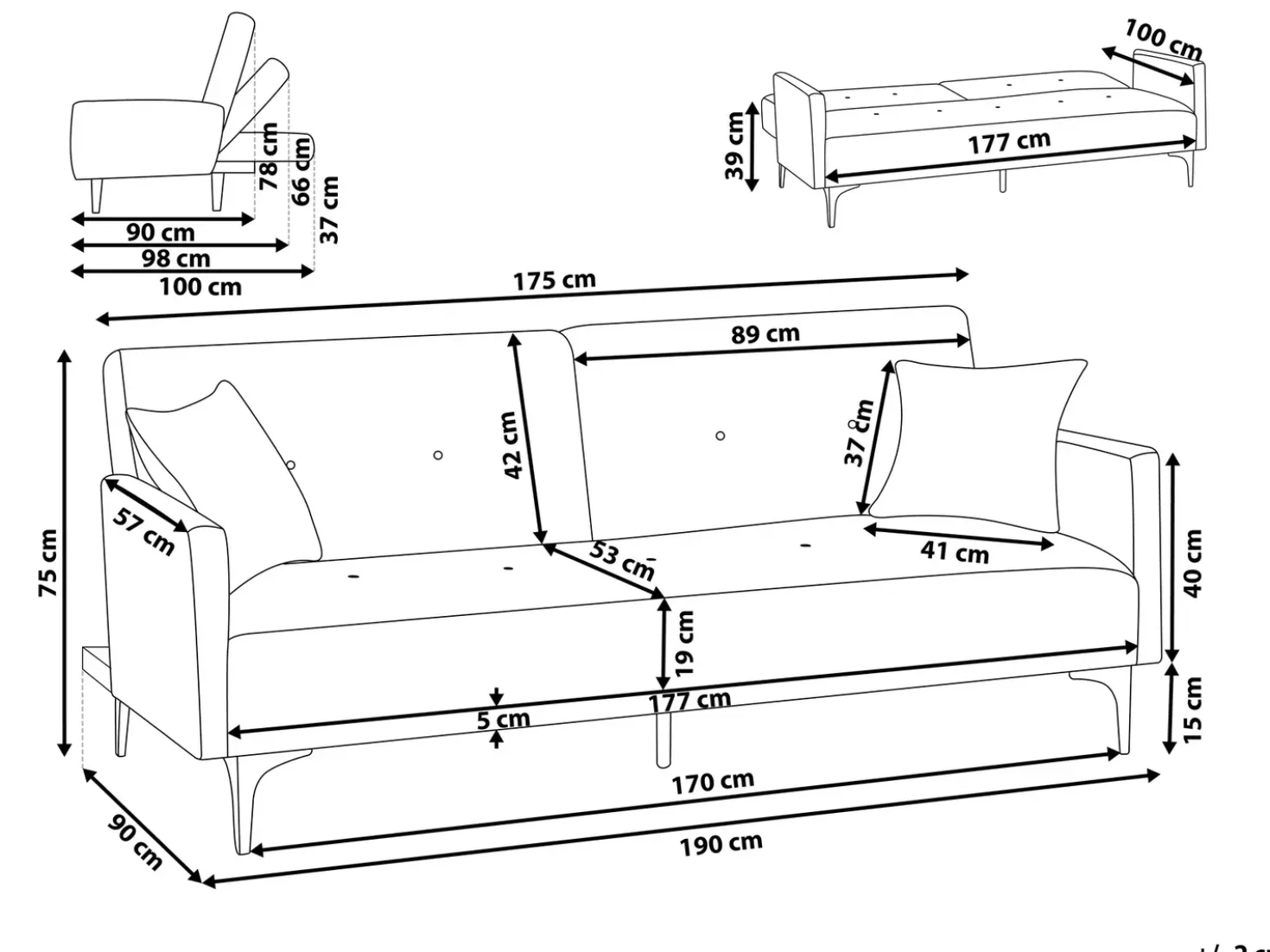 Divano letto 3 posti LUCAN Velluto Beige