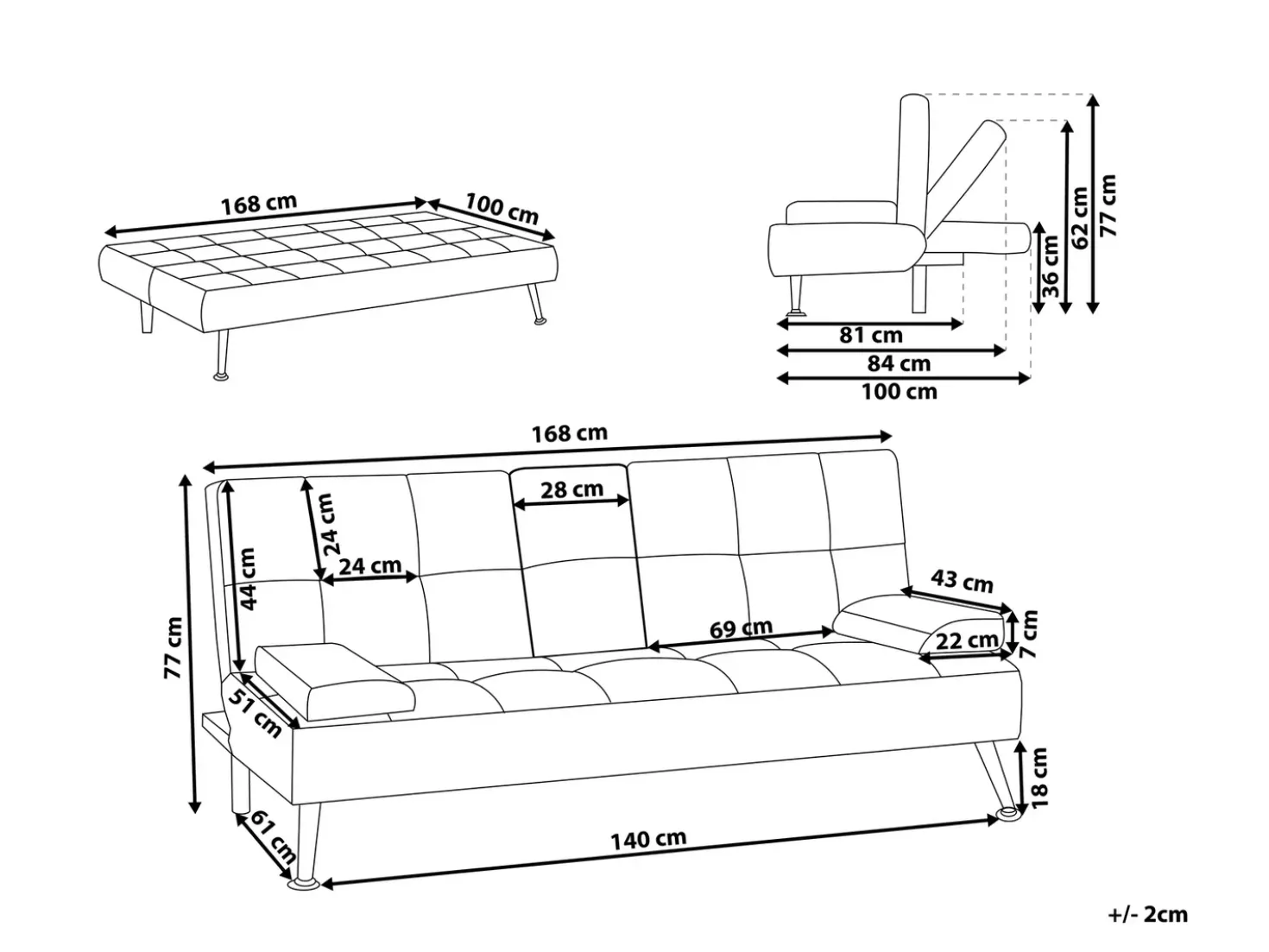 Divano letto 3 posti ROXEN Tessuto Blu