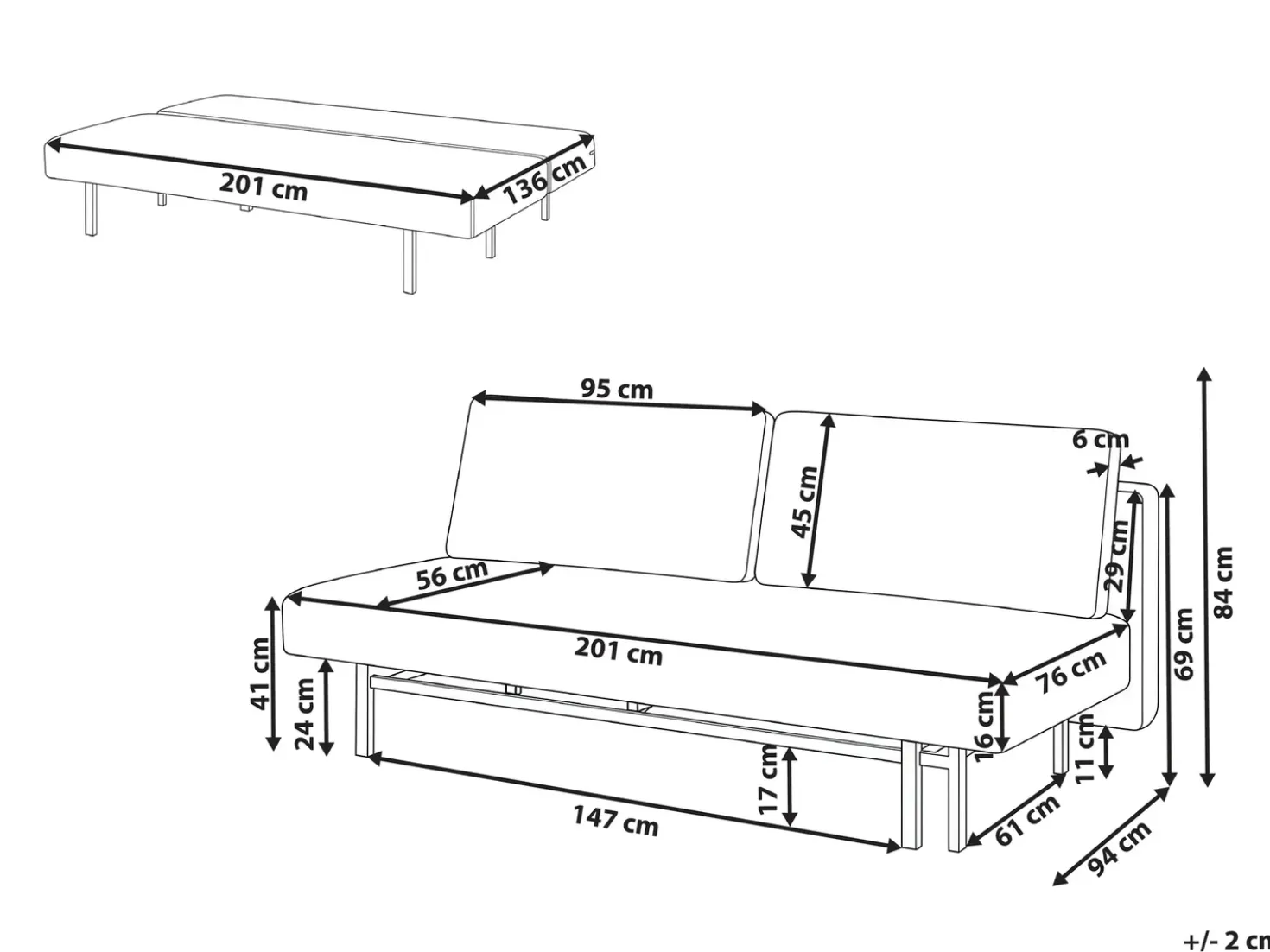 Divano letto 3 posti ROYKKA Tessuto Beige