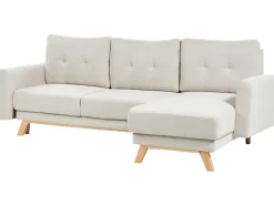 Clearance Beliani Divano letto 3 posti SIRO Tessuto Beige chiaro con contenitore Lato Sinistro Beige Marrone