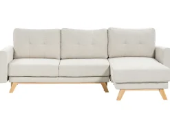 Clearance Beliani Divano letto 3 posti SIRO Tessuto Beige chiaro con contenitore Lato Sinistro Beige Marrone