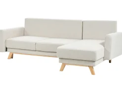 Clearance Beliani Divano letto 3 posti SIRO Tessuto Beige chiaro con contenitore Lato Sinistro Beige Marrone