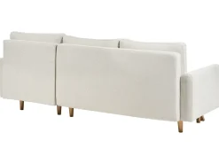 Clearance Beliani Divano letto 3 posti SIRO Tessuto Beige chiaro con contenitore Lato Sinistro Beige Marrone