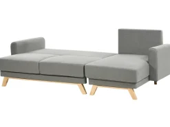 Clearance Beliani Divano letto 3 posti SIRO Tessuto Grigio con contenitore Lato Sinistro Marrone Grigio