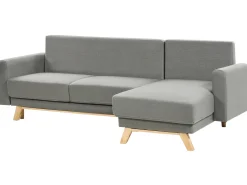 Clearance Beliani Divano letto 3 posti SIRO Tessuto Grigio con contenitore Lato Sinistro Marrone Grigio