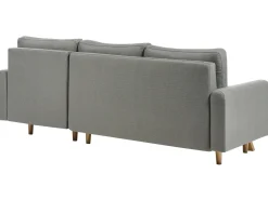 Clearance Beliani Divano letto 3 posti SIRO Tessuto Grigio con contenitore Lato Sinistro Marrone Grigio