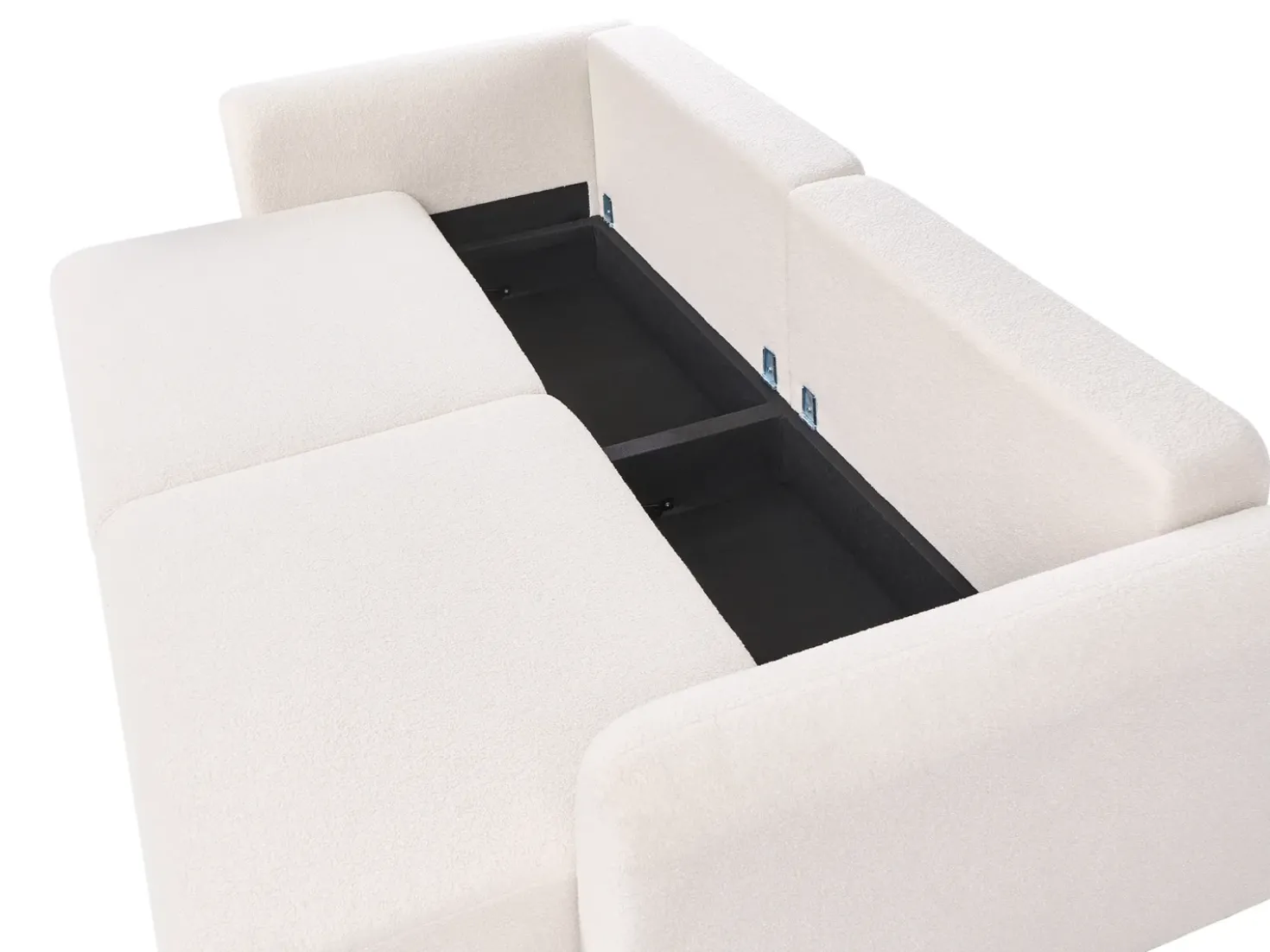 Divano letto 3 posti VAXHOLM Bouclé Beige chiaro con contenitore