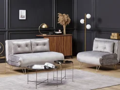 Divano letto 2 posti VESTFOLD Velluto Grigio