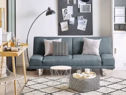 New Beliani Divano letto 2 posti YORK Tessuto Blu Blu Argento Grigio