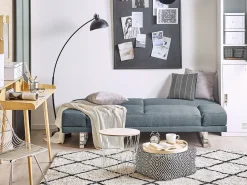 New Beliani Divano letto 2 posti YORK Tessuto Blu Blu Argento Grigio