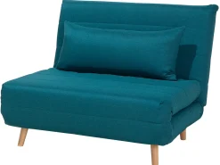 Clearance Beliani Divano letto singolo SETTEN Tessuto Blu oltremare Marrone Blu