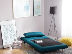 Clearance Beliani Divano letto singolo SETTEN Tessuto Blu oltremare Marrone Blu