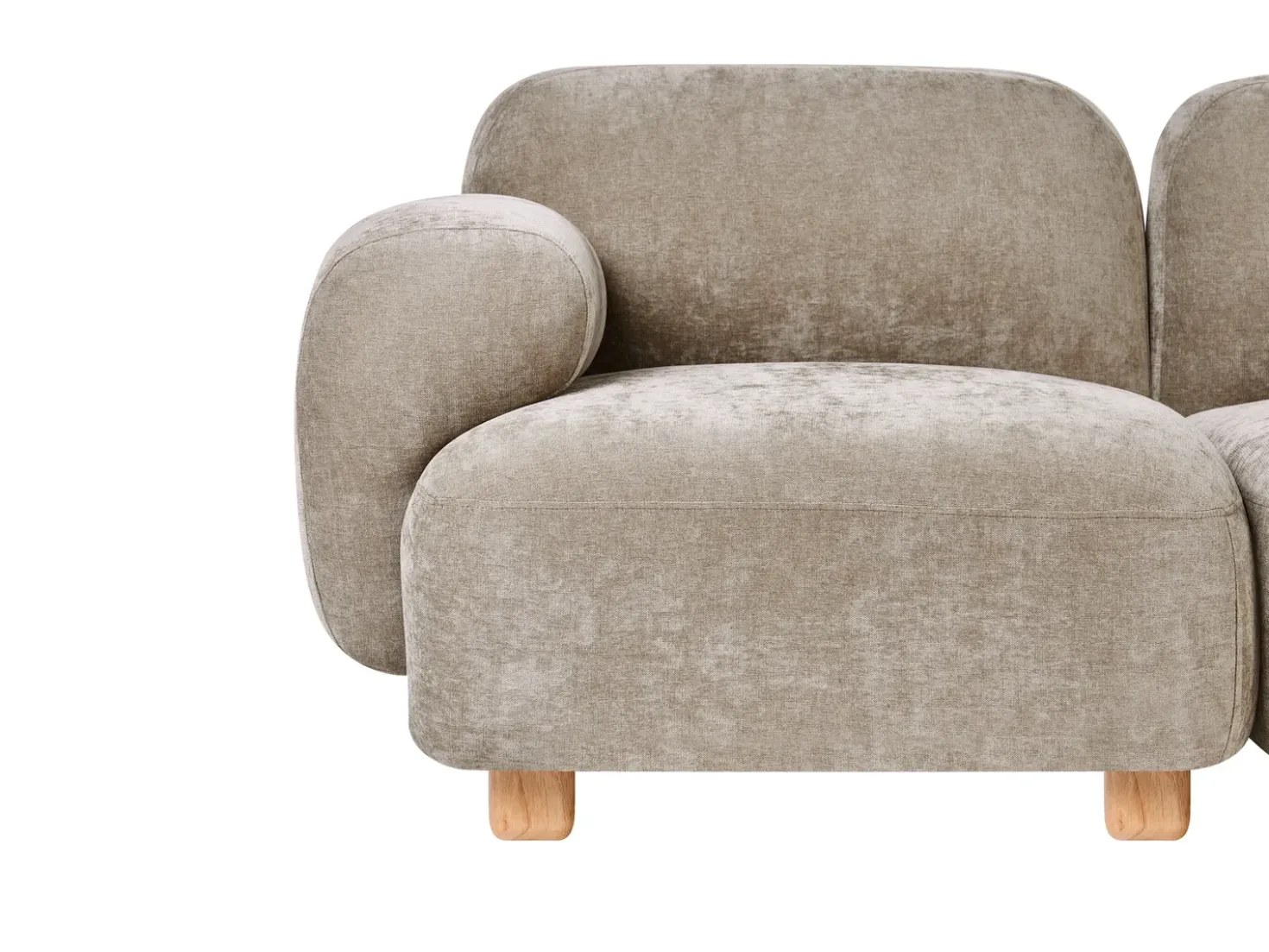 Divano modulare 3 posti AMLI Tessuto Beige con ottomana
