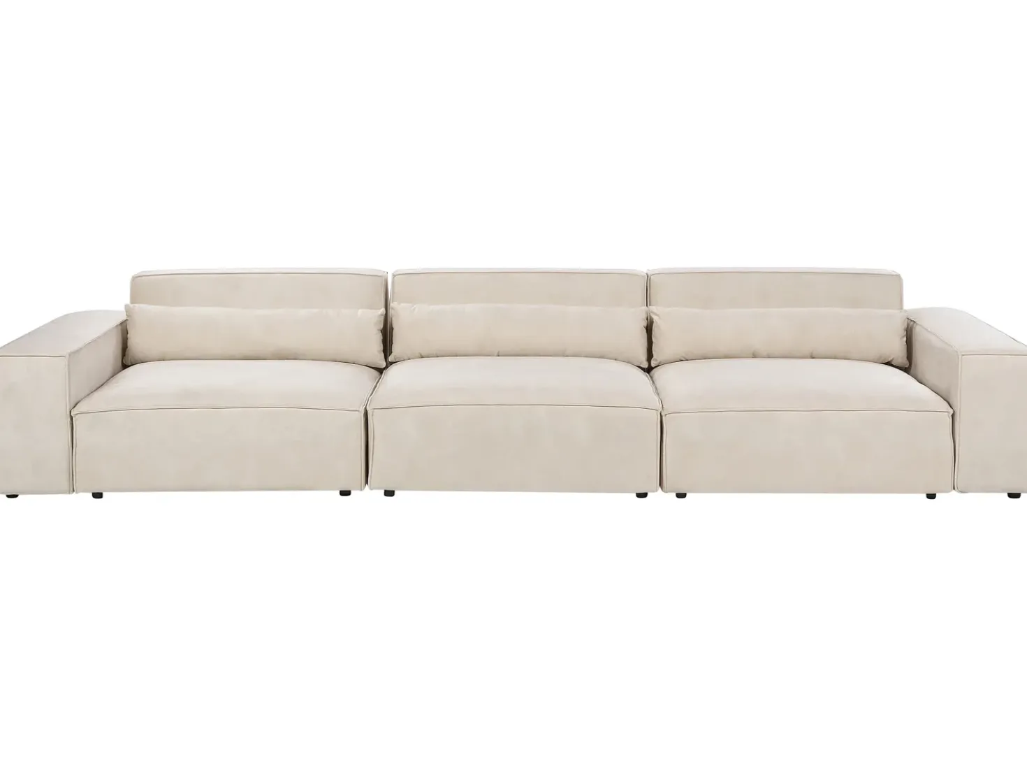 Divano modulare 3 posti HELLNAR Velluto Beige chiaro con ottomana