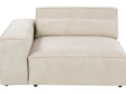 Sale Beliani Divano modulare 3 posti HELLNAR Velluto chiaro con ottomana Beige