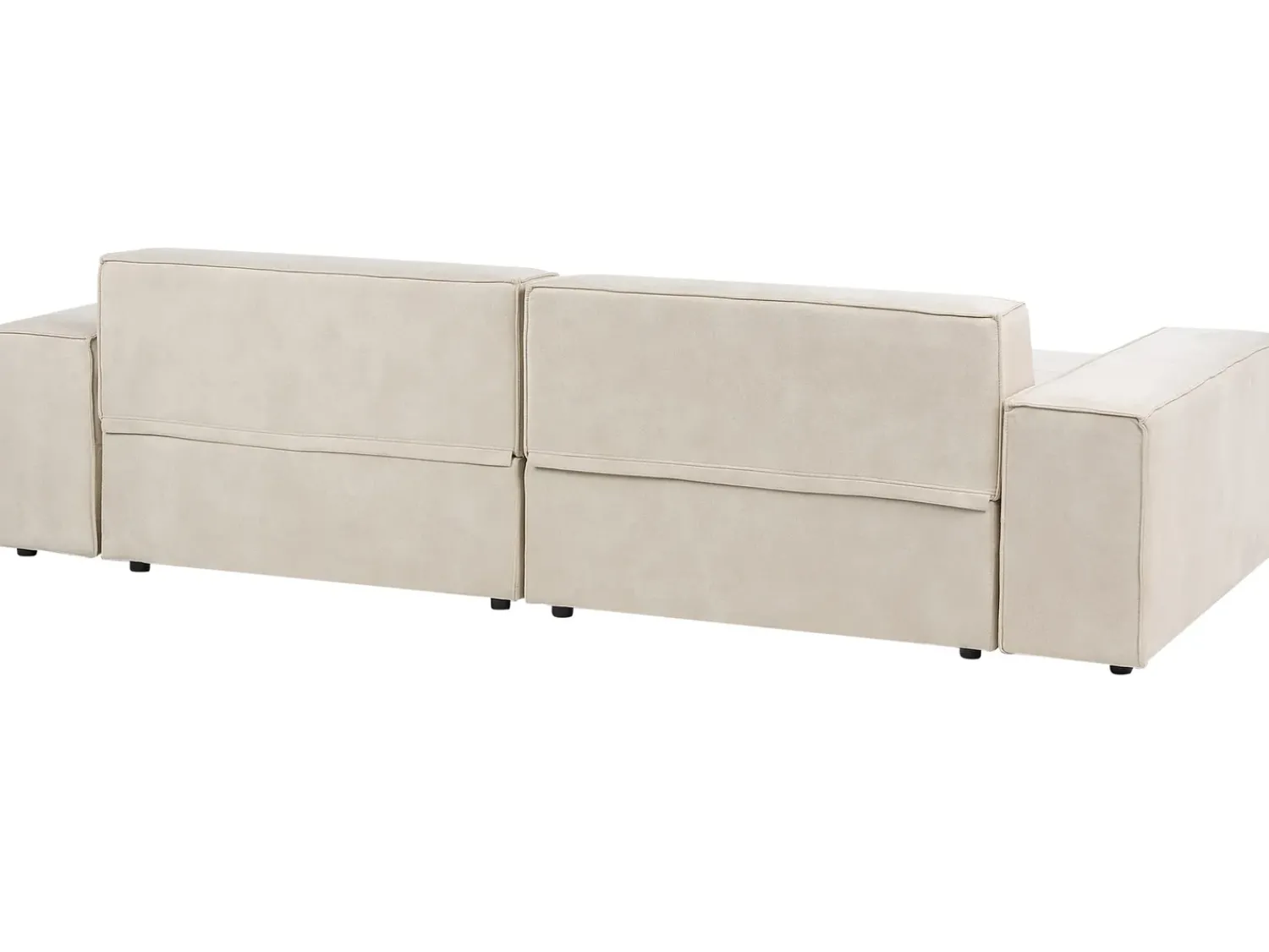 Sale Beliani Divano modulare 3 posti HELLNAR Velluto chiaro con ottomana Beige