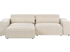 Sale Beliani Divano modulare 3 posti HELLNAR Velluto chiaro con ottomana Beige