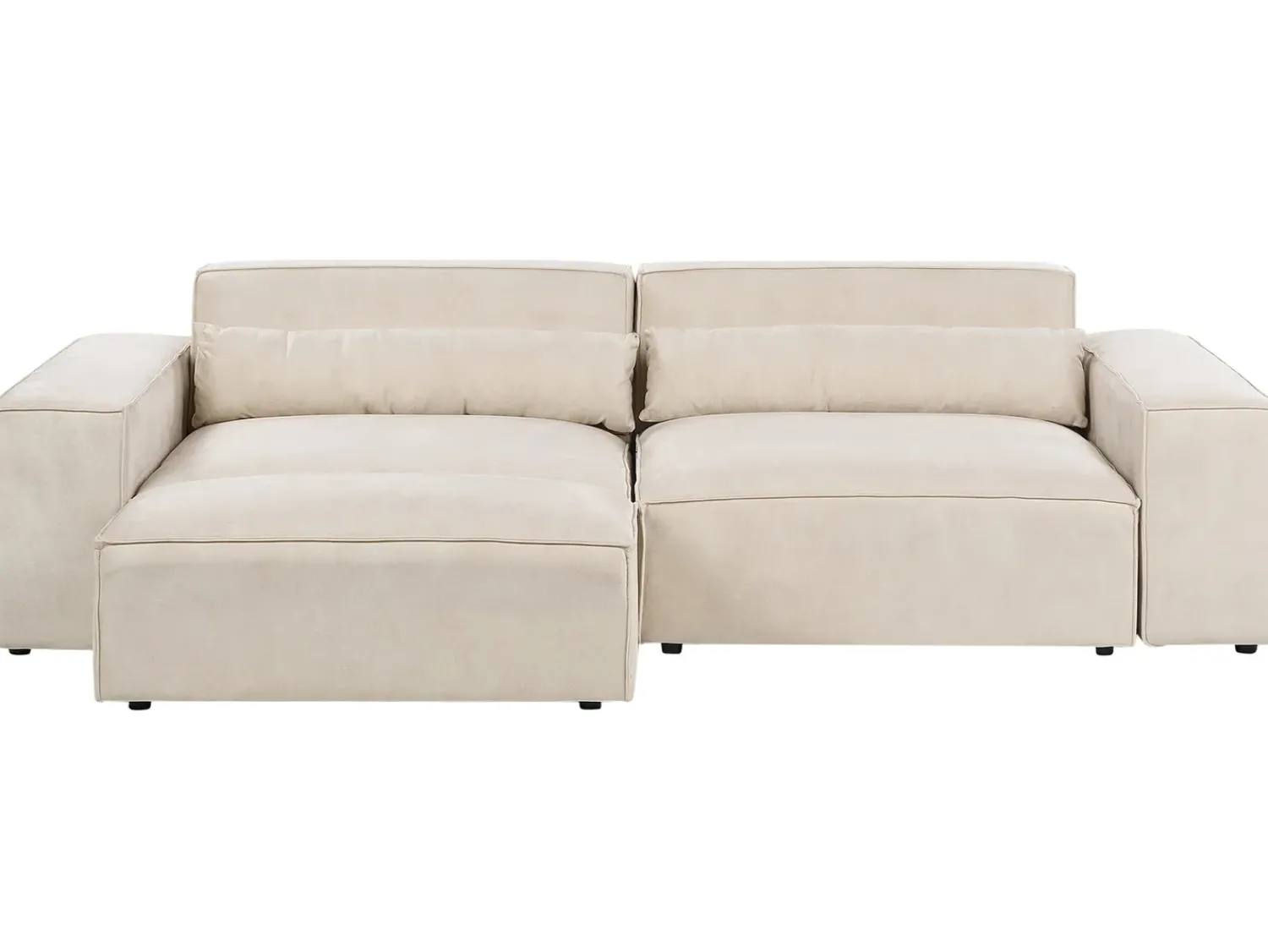 Sale Beliani Divano modulare 3 posti HELLNAR Velluto chiaro con ottomana Beige