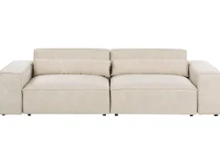 Sale Beliani Divano modulare 3 posti HELLNAR Velluto chiaro con ottomana Beige