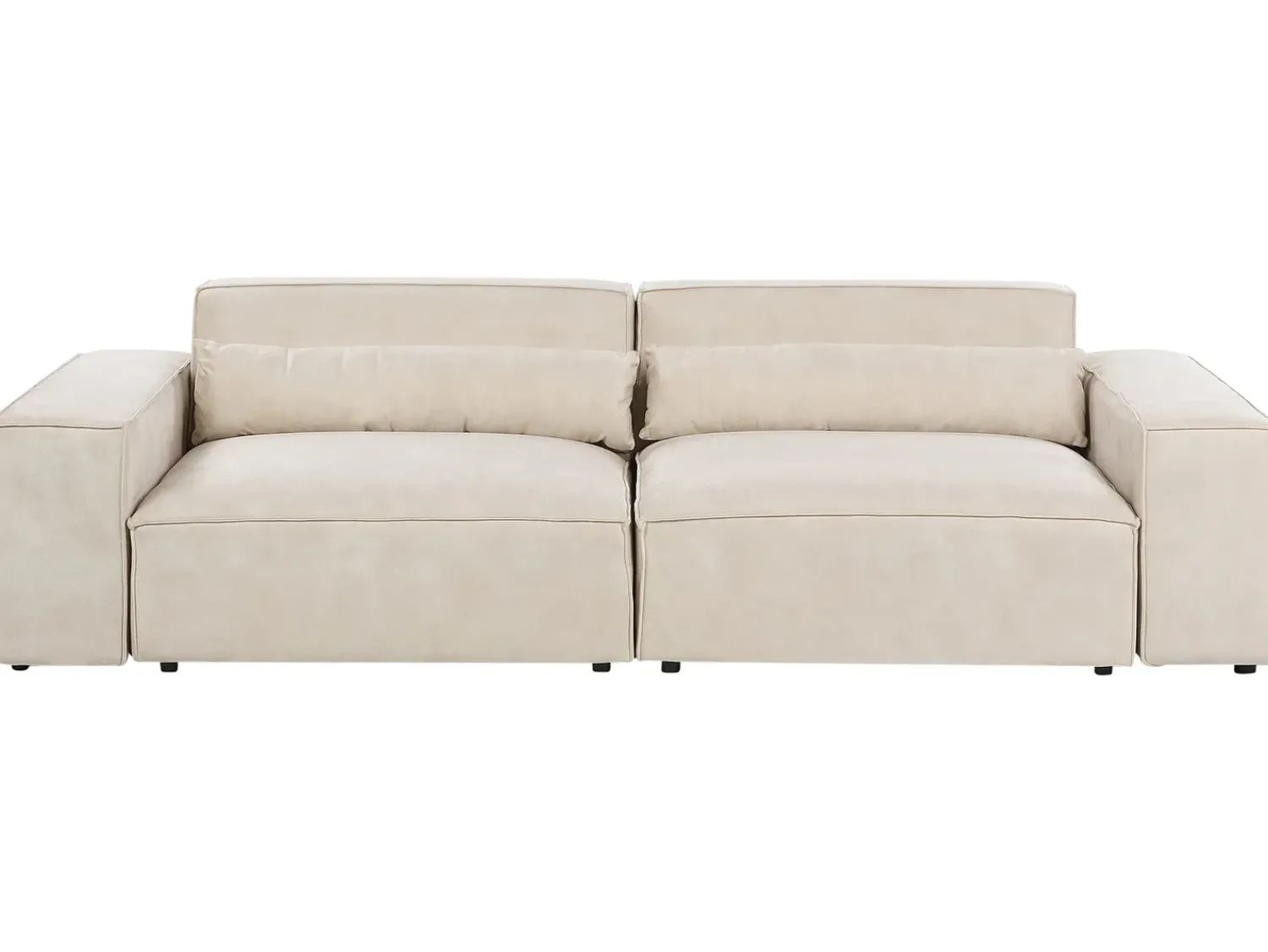 Sale Beliani Divano modulare 3 posti HELLNAR Velluto chiaro con ottomana Beige