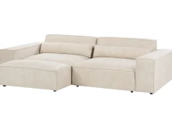 Sale Beliani Divano modulare 3 posti HELLNAR Velluto chiaro con ottomana Beige
