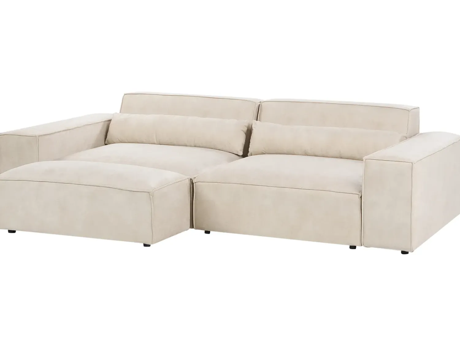 Sale Beliani Divano modulare 3 posti HELLNAR Velluto chiaro con ottomana Beige