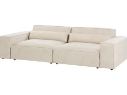 Sale Beliani Divano modulare 3 posti HELLNAR Velluto chiaro con ottomana Beige