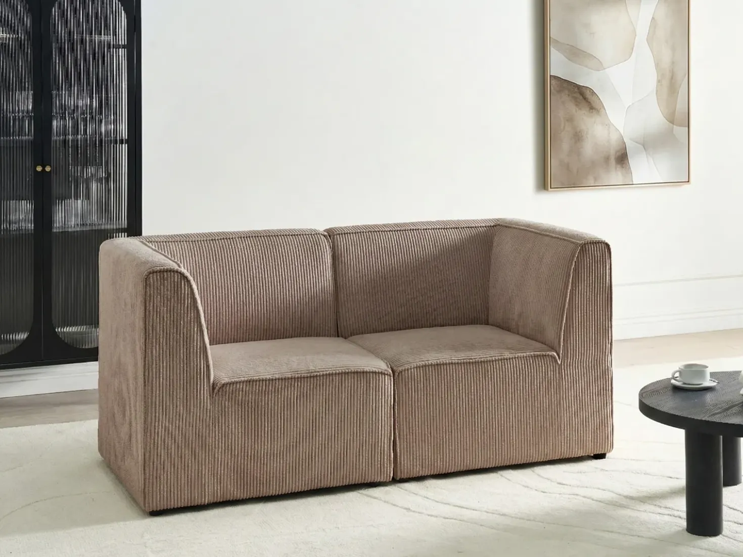 Divano modulare 2 posti LEMVIG Velluto a coste Beige sabbia