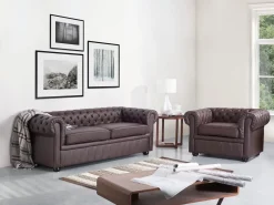 Outlet Beliani CHESTERFIELD Pelle naturale Marrone