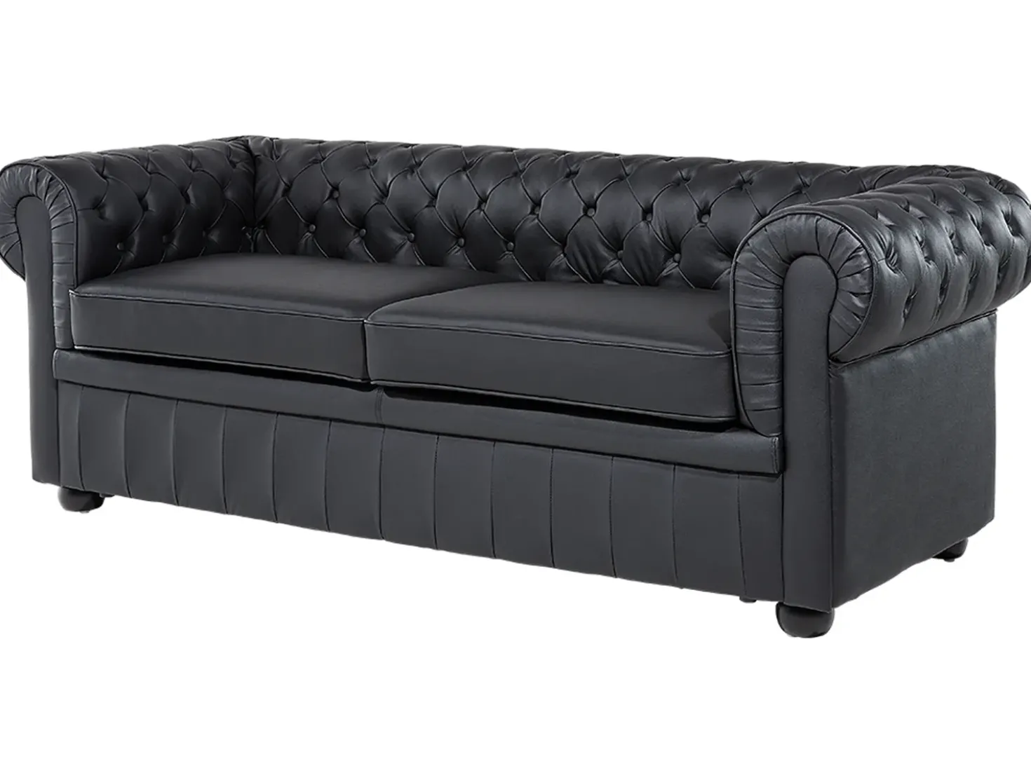 Divano 3 posti CHESTERFIELD Pelle naturale Nero