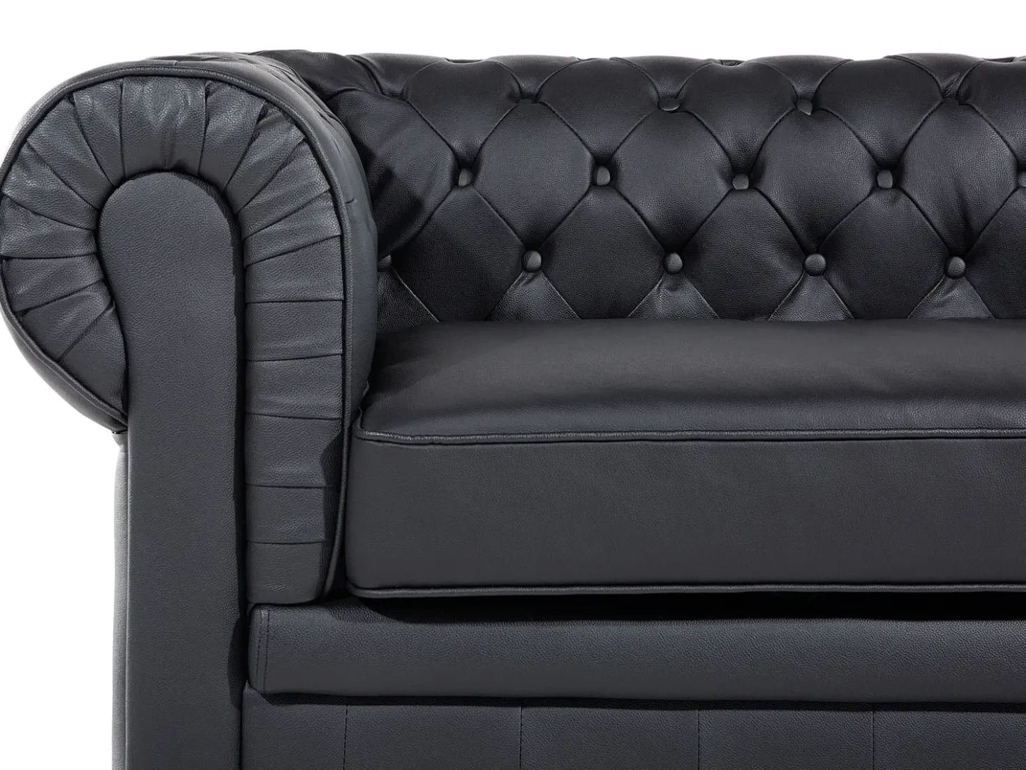 Divano 3 posti CHESTERFIELD Pelle naturale Nero