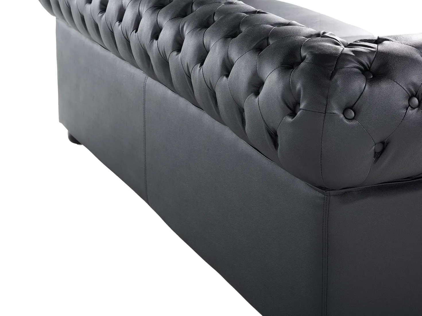 Divano 3 posti CHESTERFIELD Pelle naturale Nero