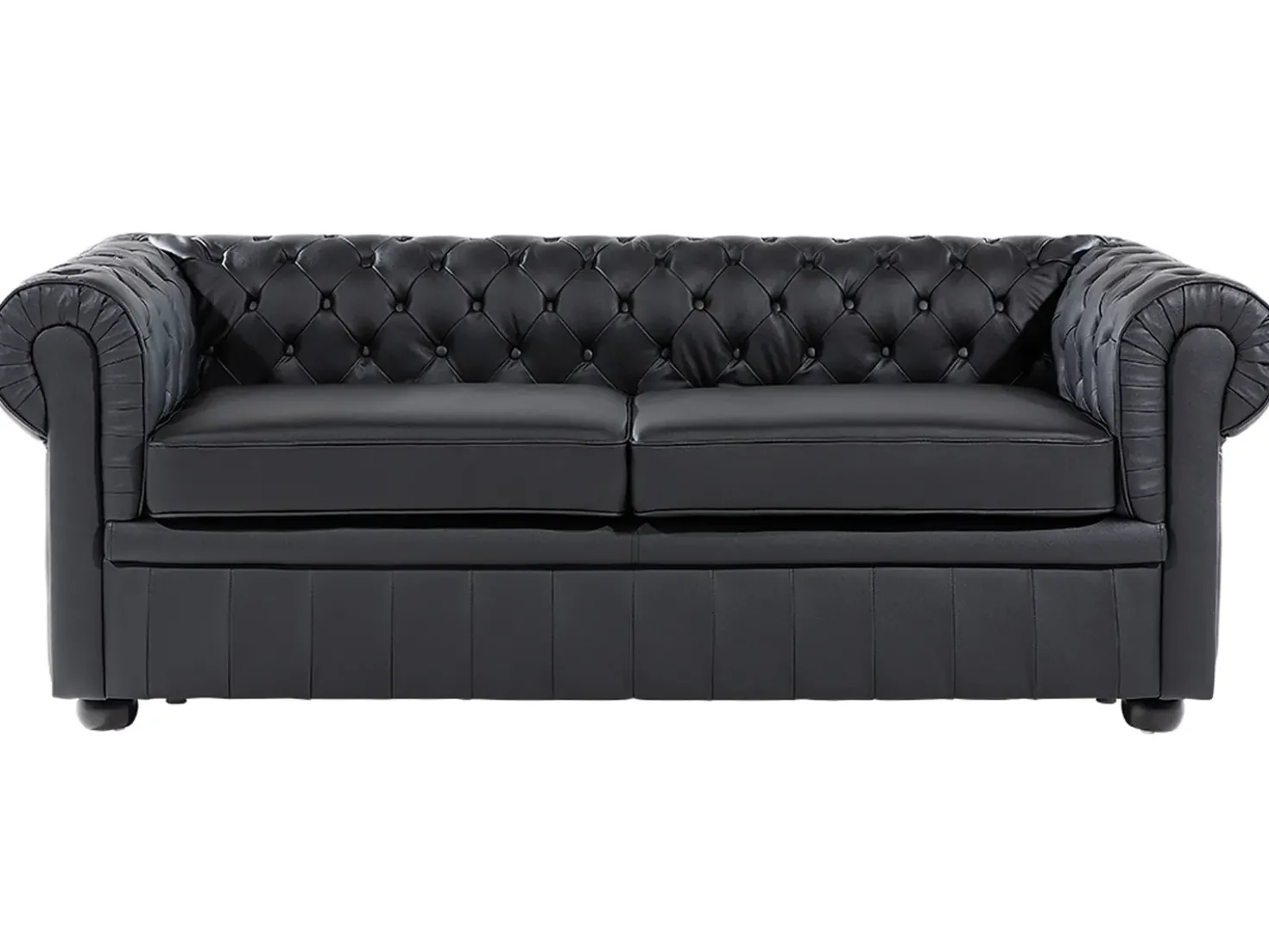 Divano 3 posti CHESTERFIELD Pelle naturale Nero
