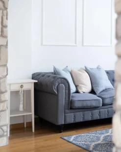 Divano 3 posti CHESTERFIELD Tessuto Grigio
