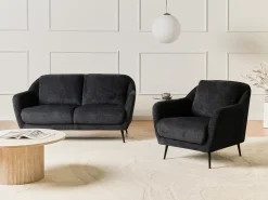 Divano 2 posti EIBY Ciniglia Nero