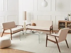 Divano 3 posti ESRUM Bouclé Marrone scuro/Beige