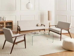 Divano 3 posti ESRUM Tessuto Marrone scuro/Beige