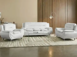 Divano 3 posti LEIRA Pelle sintetica Bianco