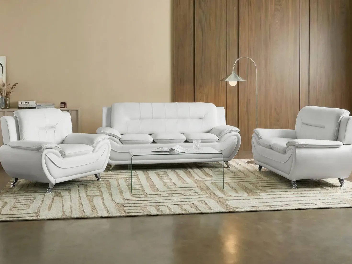 Divano 3 posti LEIRA Pelle sintetica Bianco