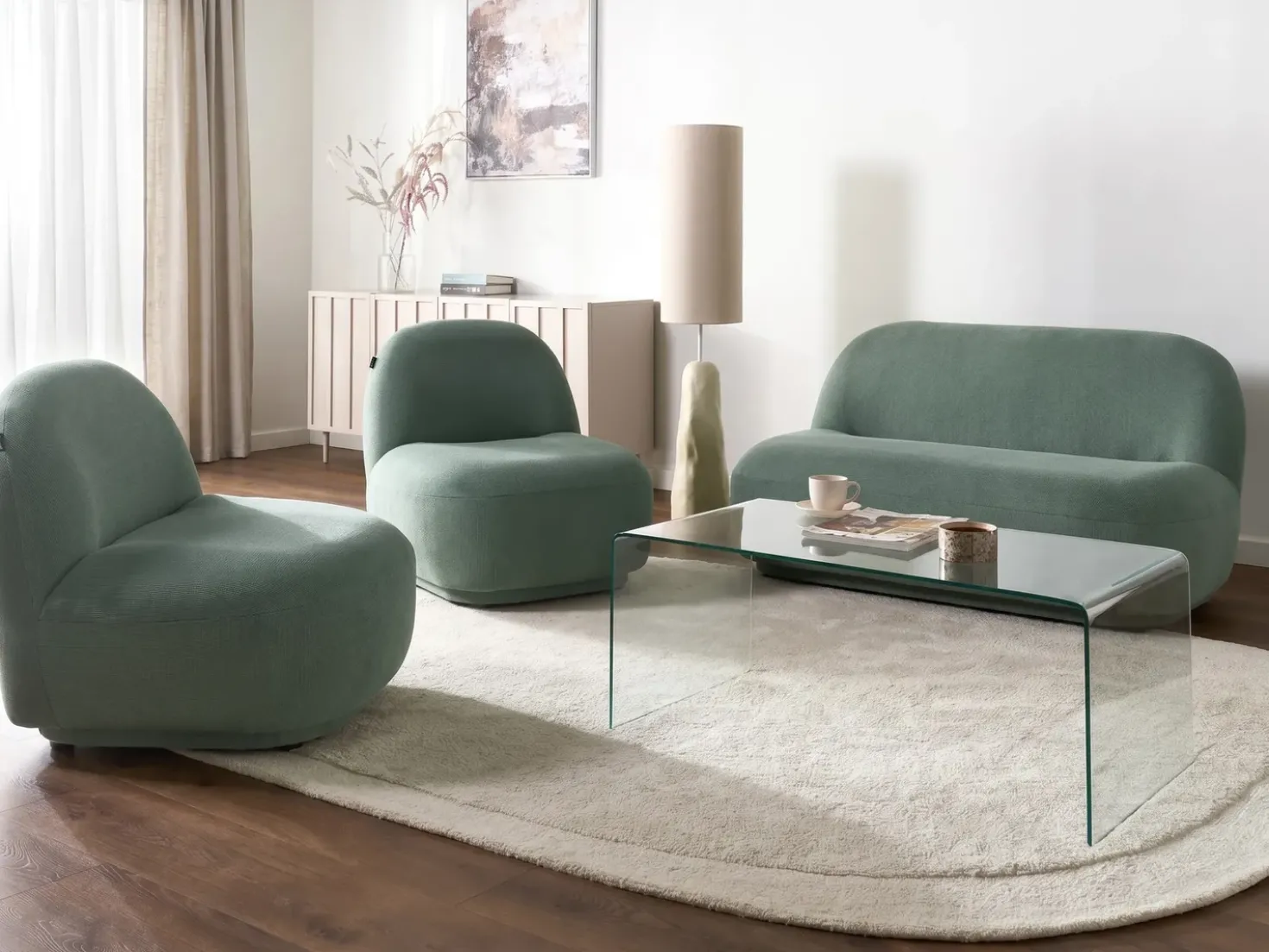 Divano 2 posti LOVBERG Tessuto Verde chiaro