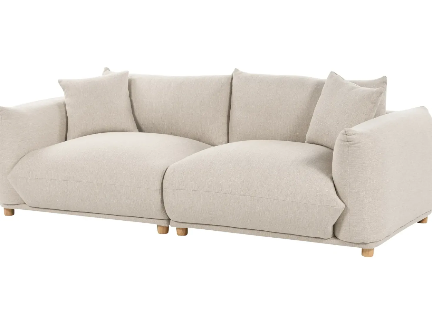 Divano 3 posti LUVOS Tessuto Beige chiaro