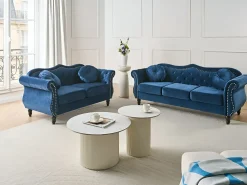 Divano 2 posti SKIEN Velluto Blu marino