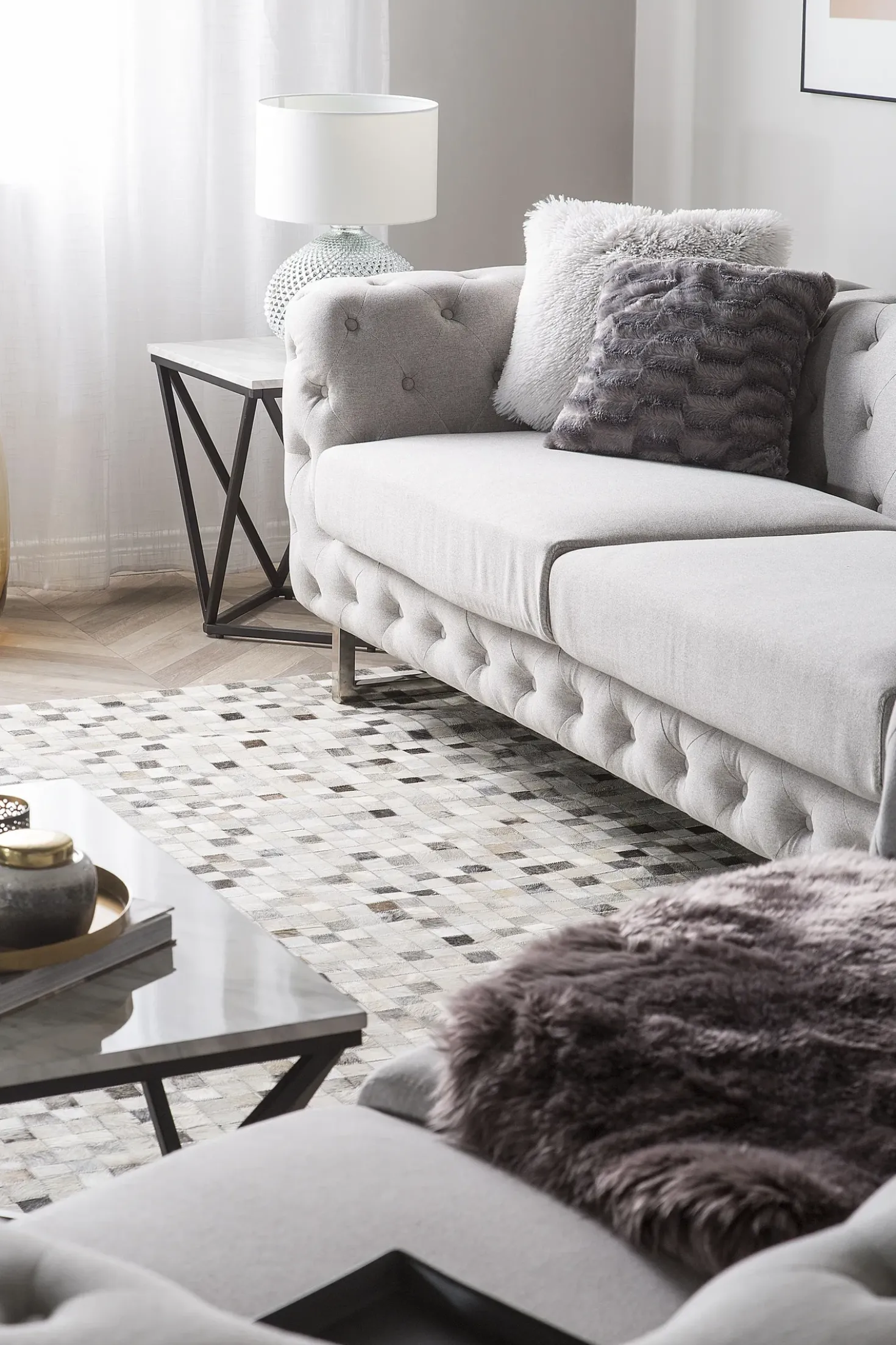 Divano 3 posti VISSLAND Tessuto Beige chiaro